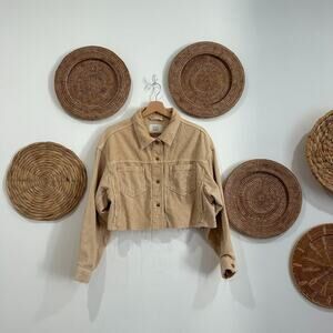UO Urban Outfitters BDG Beige Oversized Ribbed Corduroy Cropped Jacket Small